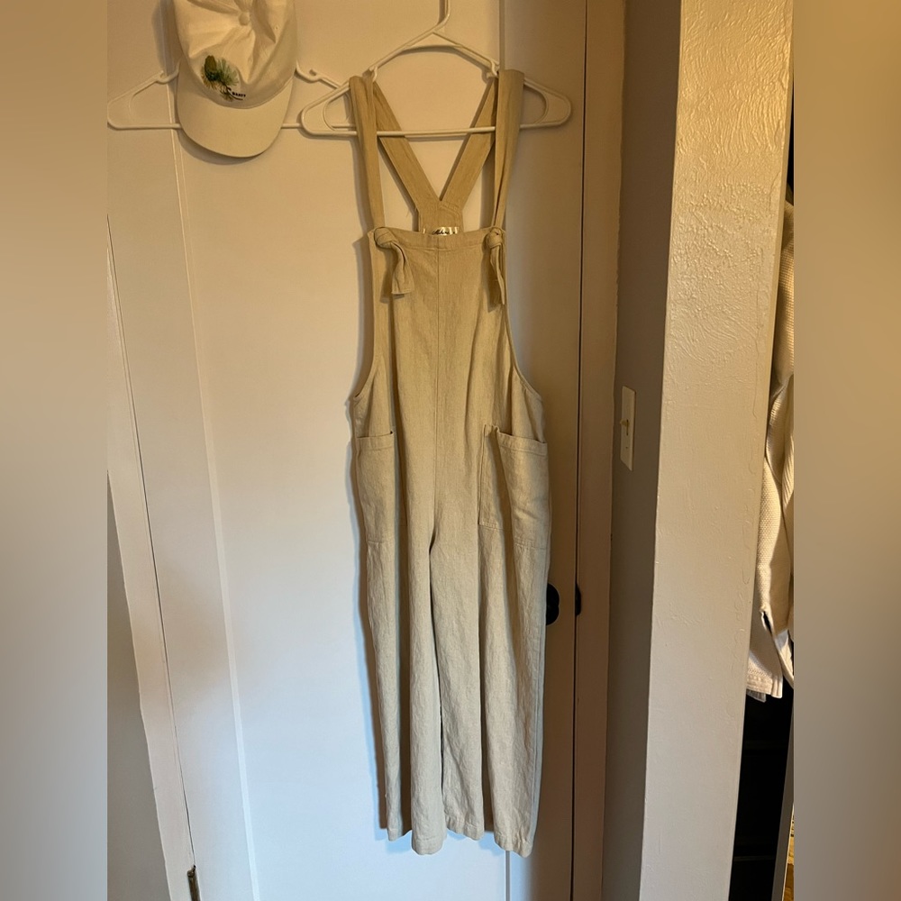 Mahina Linen overalls. Tie straps.